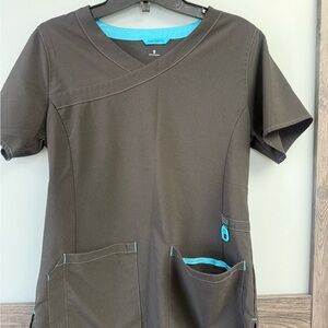 Carhartt Black Scrub Top with Blue Accents